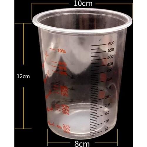 10Pcs Plastic Paint Mixing Cups 600ml Mixing Pot Paint Mixing Calibrated Cup Set