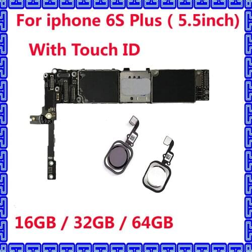 16GB / 64GB / 128GB Good working mainboard With / Without Touch ID for iphone 6S Plus original motherboard with IOS system