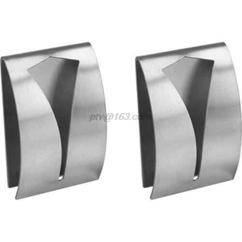 2pcs Stainless Steel Self Adhesive Towel Holder Wall Mounted Hangers Bathroom 35EE