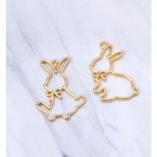 2Pcs Friend Rabbits Resin Frame Open Bezels Setting Blank Pendant Jewelry Making