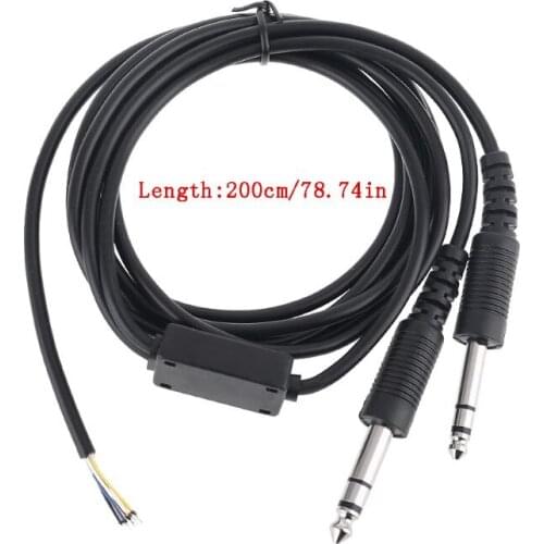 200cm DIY Aviation Headset Dual-plug Aircraft Headphones Replacement Cable Mono Audio Cable Line Cord Au6 21 Dropship