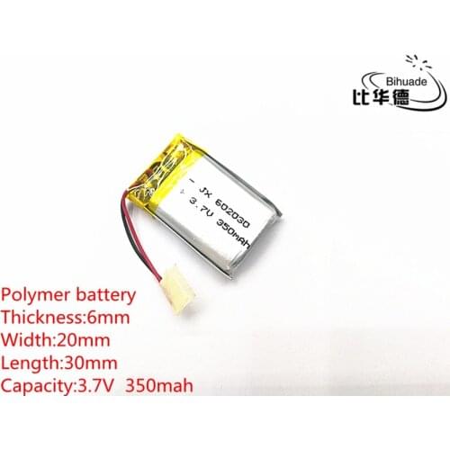 3.7V 350mAh 602030 Lithium Polymer Li-Po li ion Rechargeable Battery cells For Mp3 MP4 MP5 GPS PSP mobile bluetooth