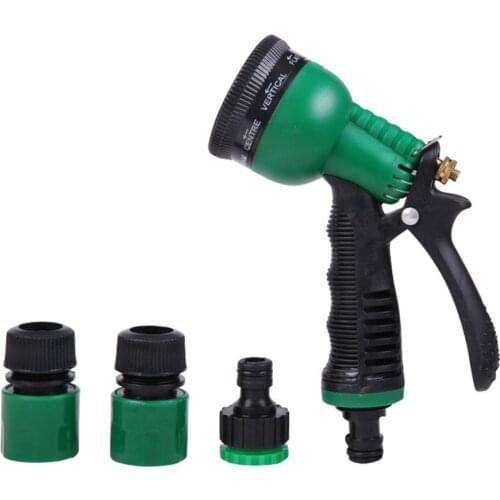 4pcs/set Garden Hose Nozzle Car Washing Sprinkler Metal Rear Trigger Nozzle With Connect Adapter High Pressure Water Sprayer