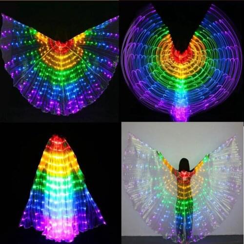 6x Egypt LED Isis Belly Dancing Dance Costume Light Up Wing 360 Degree
