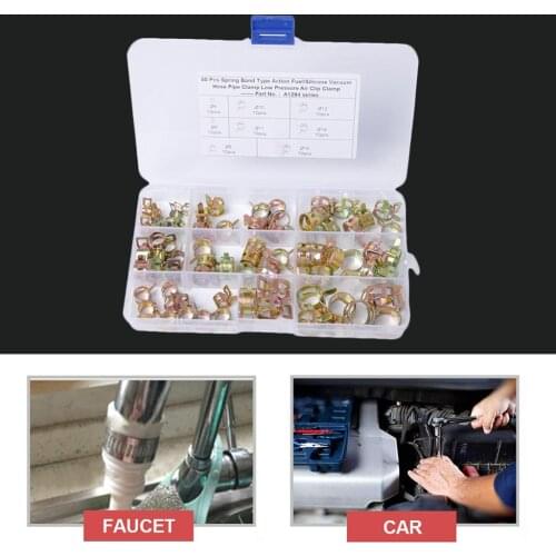 80Sets Mixed Spring Clips Fuel Hose Line Tube Pipe Air Tube Clamp 6-15mm