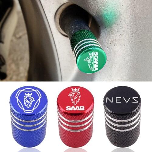 Aluminum Tire Valve Cap Car Emblem Dust Cover For Scania L P G R S series Crewcab Saab Hirsch Nevs 9-3 X EV L 113 Car styling