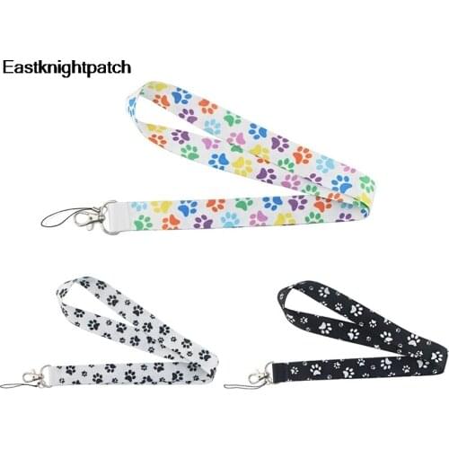 12pcs/lot E1464 Dog Footprint Shape Cute Mobile Phone Strap Key Chain Neck Lanyard ID Card Badge Holder Strap