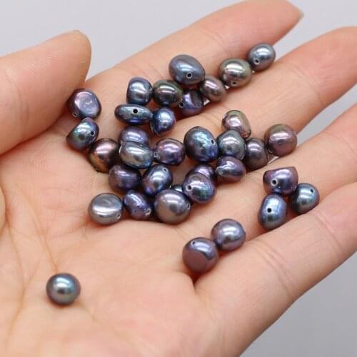 Natural Freshwater Pearl Black Color Through Hole Loose Bead For Jewelry Making DIY Necklace Earrings Bracelet Accessories