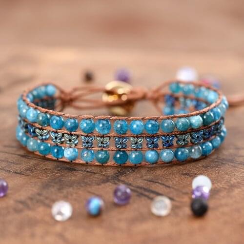 Blue Butterfly Hematite Stones Wristband Bangles Hope Beads Unisex Bracelets