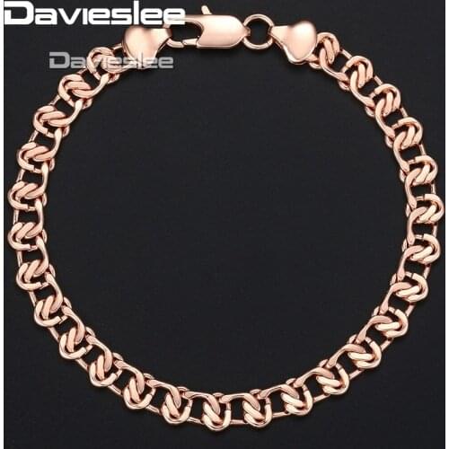 Davieslee 8mm 18cm 20cm Womens Bracelet 585 Rose Gold Yellow White Gold Filled Curb Cuban Snail Chain GB271A