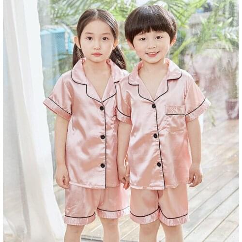 Kids New Design Homefit Textile Girl Sleepwear Set Clothes for Teens Summer Boy pajama Suit Silk Pyjama Short 3-14 Years Pijamas
