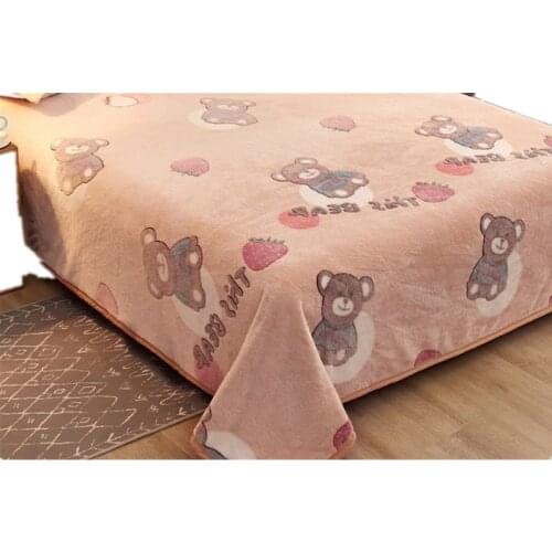 1PCS Flannel Bed Sheet Cartoon Bed Sheets Soft For King/Queen Size Single Home 1.5M/1.8M/2M Bed Winter Bedding Cover Flat Sheet
