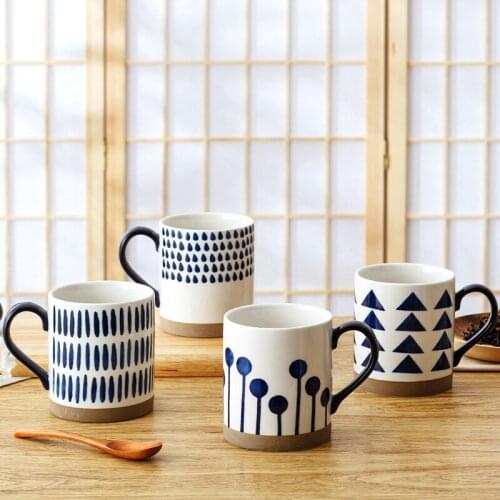 Nordic milk coffee cup home mugs hand-painted blue color rough pottery office 500ml large capacity ceramic cups mugs coffee cups