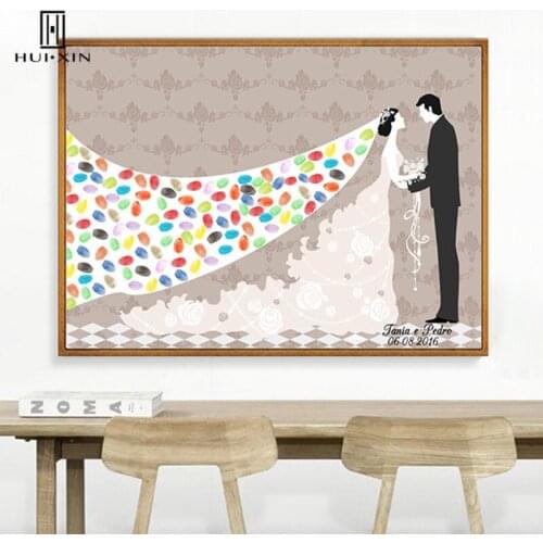 Beautuful Bride Mantilla Canvas Paintings Personalized Customize Name and Date DIY Guestbook For Wedding Souvenirs Decoration