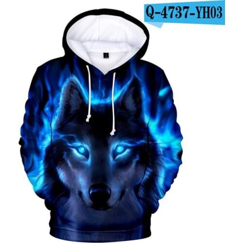 Creative Hoodies Men Boys 3D Print Wolf Jackets Harajuku wolf/Tiger/lion skull Hoodie Hip Hop sweatshirts children Casual Hoodie