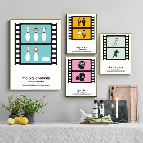 Pulp Fiction Cartoon Abstract Poster Fight Club Classic Movie Wall Art Print Nordic Canvas Painting Decor Pictures For Office