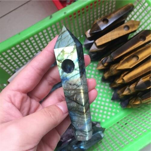 1PC Natural Labradorite Crystal Stone Smoking Pipe
