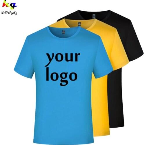 Mens custom/DIY logo T-shirt printing logo team name advertising shirt men and women casual short-sleeved shirt