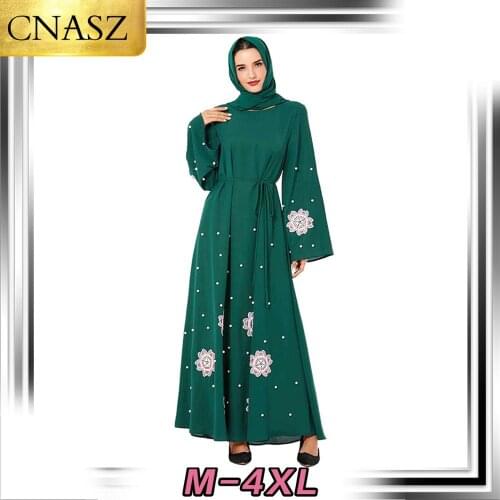Muslim Dress Islamic Turkey Fashion Middle East Plus Size Womens Moroccan Embroidered Beaded Casual Long Skirt Arab Pakistan