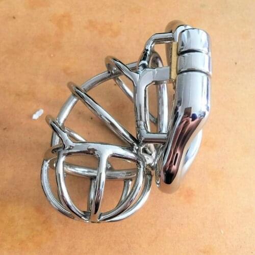 Stainless Steel Male Chastity Cage Leftwards Men Lock Belt Restraint Device C157 Chastity Cage Gay Chastity Cock Ring