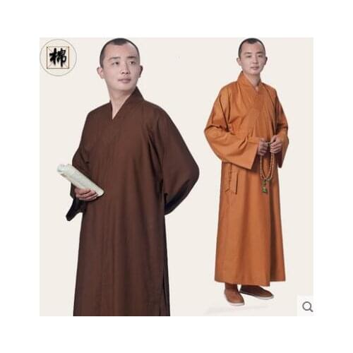 Men buddhist monk robes Shaolin monk robes Long gown Summer Meditation robe Men
