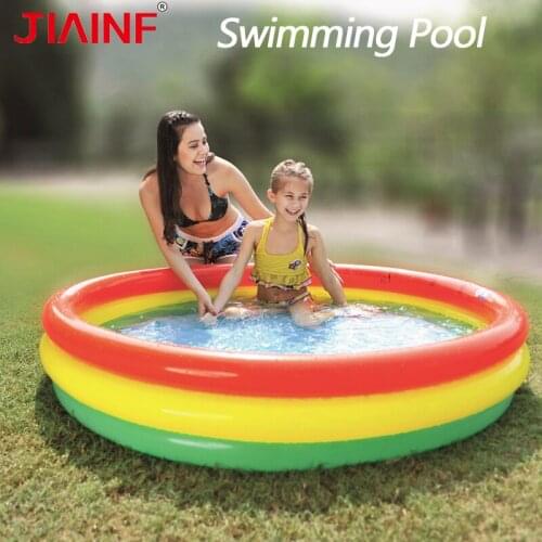 Inflatable Swimming Pools Kids Toy Paddling Play Round Three Colors Three Rings Portable Pool Accessory Child Summer Outdoor Toy