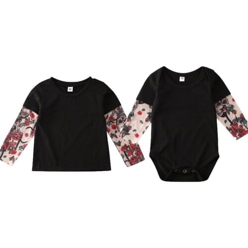 New Kids Baby Boy Girl Long Sleeve Cotton T-shirt Bodysuit Romper Autumn Family Match Clothes