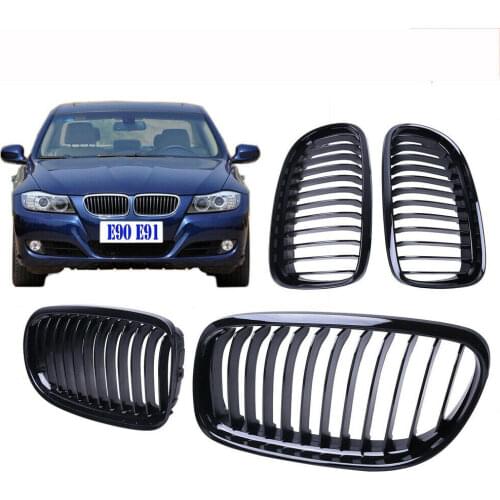 For BMW E90 E91 Saloon Gloss Black Front Kidney Bumper Grill Grilles 09-2011 4D