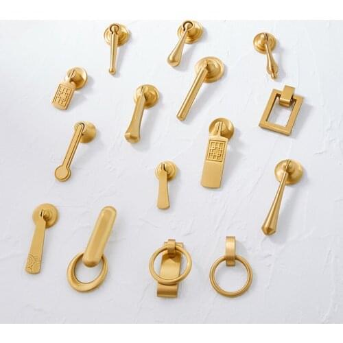 Hot 10PCS European Solid Brass Cabinet Door Handles Cupboard Wardrobe Drawer Kitchen TV Wine Cabinet Pulls Handles & Knobs