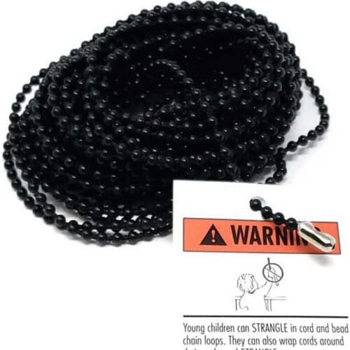 Black Color 10M Roller Roman Shade Blind Beaded Chain Cord White Plastic Roller Curtain Bead Blind Beaded Cord for Roller Blind