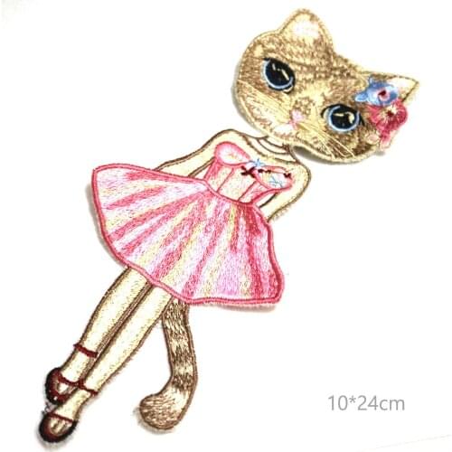 Sewing cat embroidery Patches for clothing DIY sew on animal parches Embroidery lace applique cross