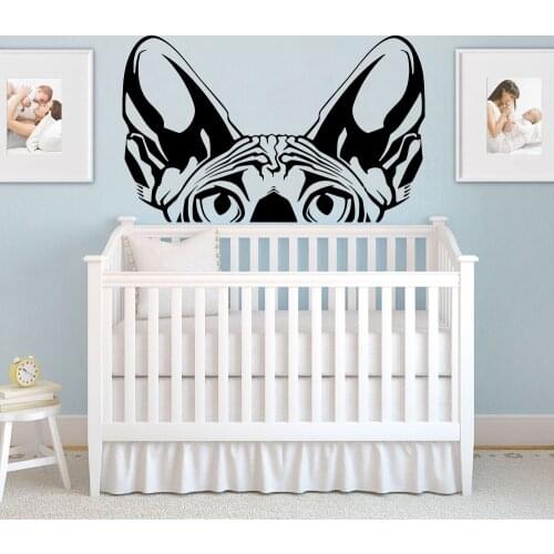 Cartoon Sphynx Cat Head Peaking Car Laptop Wall Decal Bedroom Sofa Pet Animal Cat Dog Head Wall Sticker Nursery Vinyl Home Decor