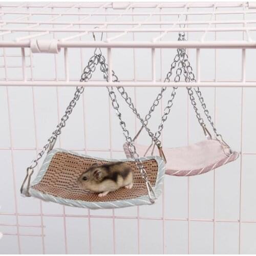 4 Seasons Pet Hammock with Chains Pet Hamster Chipmunk Hanging Hammock Swing Cage Warm Plush Sleeping Bed Nest Pet Hammocks