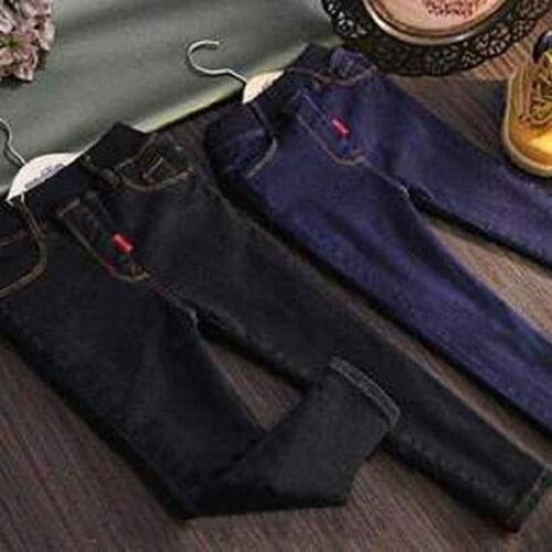 2020 Girl And Boy Winter Thick Fleece Jeans Pant Warm Denim Trousers