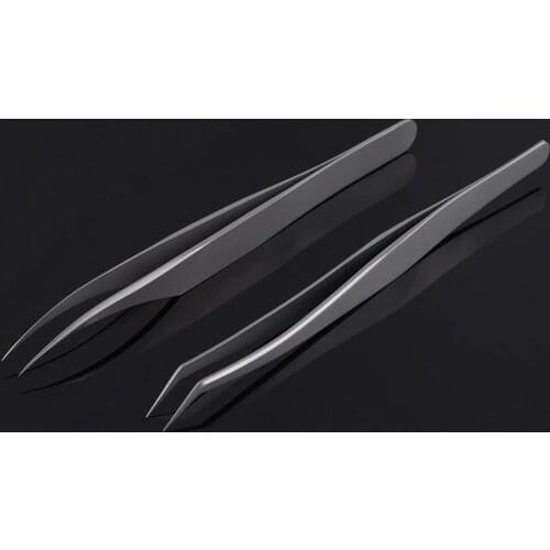 ZtDpLsd 1Pcs Professional Stainless Steel Eyelash Extension Straight Curved Tweezers Eye Lashes Nipper Pointed Clip Makeup