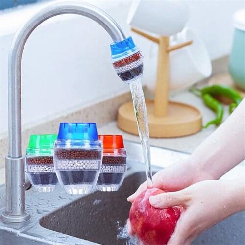1Pcs Household Kitchen Faucet Filter 5 Layers Activated Carbon Water Purifier Bathroom Sink Mini Tap Filtration Adapter Device