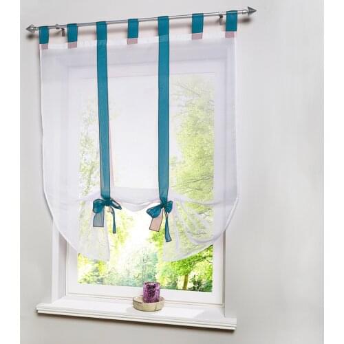New Beautiful Euro Home Short Tulle Curtain For Kitchen Balcony Roman Tieblinds Curtain 1 panel