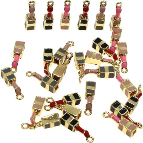 10pcs/lot 5*19mm Attractive Enamel Lipstick Charm For DIY Earrings Necklace Bracelet Jewelry Making Accessory Craft Finding New