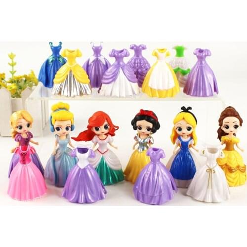 18pcs Princess Cinderella Belle Alice Snow White Ariel Rapunzel PVC Action Figures Toys Dolls Girls Gifts