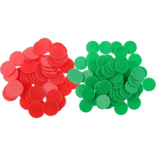 200pcs Red+Green Plastic Poker Chips Markers for Casino Card Game 25 x 2mm