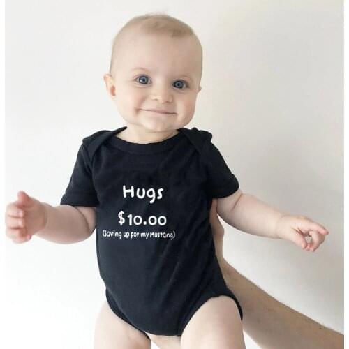 2021 Summer Newborn Soft Jumpsuit Hugs 10 Saving Up for My Mustang Funny Infant Bodysuit Baby Boy Girl Letter Print Short Sleeve
