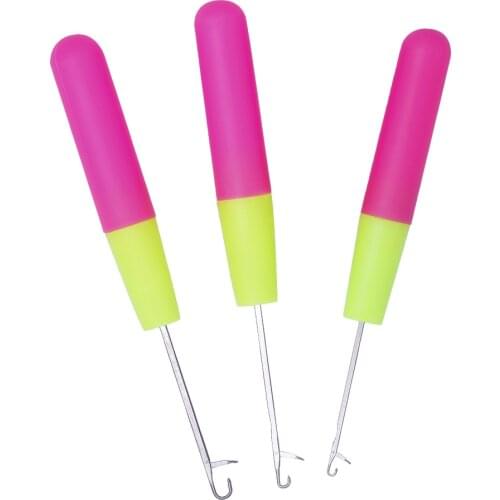 3PCS Crochet Hooks Steel Plastic Handle Knit Weave Craft Needles DIY Handmade Sweater Carpet Yarn Sewing Tools