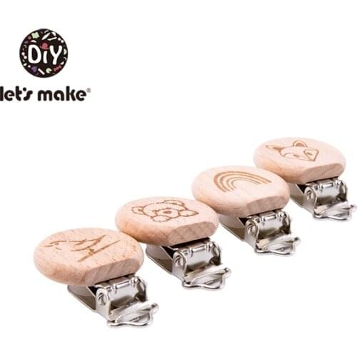 Lets Make Pacifier Clip 30pc Round Wooden Engrave Customize Baby Wooden Dummy Clip Neutral Gift For Pacifier Chain Baby Teether