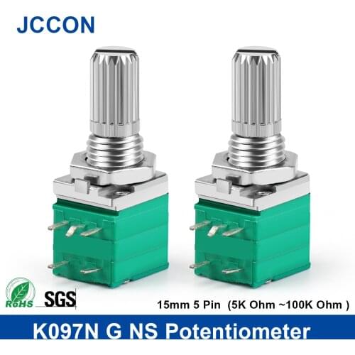4Pcs RV097NS B5K B10K B50K B100K 15mm Shaft 5Pin Audio Amplifier Sealed Linear Volume Potentiometer Resistor