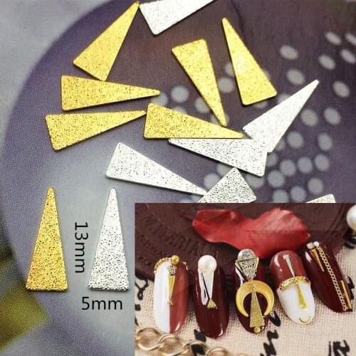 50pcs/pack Japan Alloy Nail Art Punk Style Scrub Long Triangle Metal Accessories Decoration for Phototherapy Nail Sticker DIY