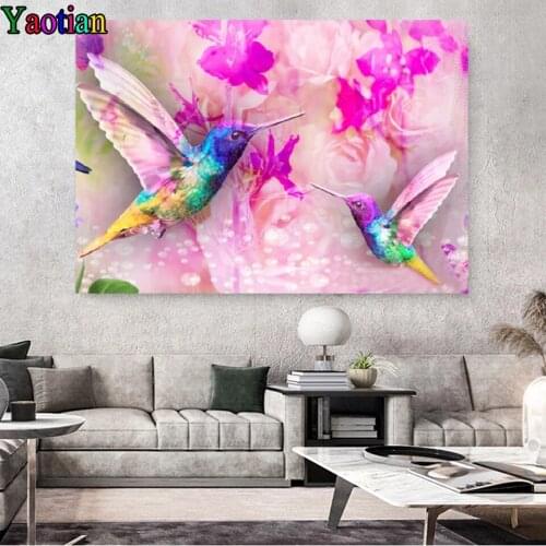 Diamond Painting Hummingbird and flower Picture Of Rhinestones 5d Diy Diamond Embroidery Full Square Cross Stitch Mosaic Kit