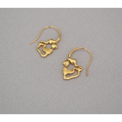 Amaiyllis 18k Gold Personality Skull Earrings Hollow Punk Temperament Ear Hook Earrings For Women Female Bijoux Jewelry