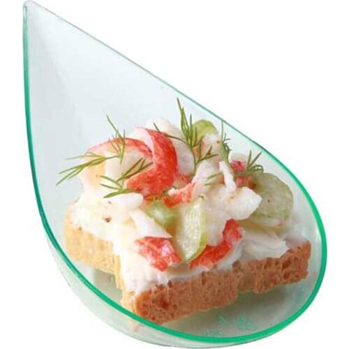 Free Shipping Party Suppliers, Disposable Plastic Tableware, 100*28mm Transparent Green Mini Tear Dessert Spoon, 50/Pack