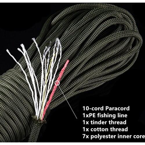 Noble Eagle 25FT/100FT 550 10-core paracord 4mm outdoor Camping Survival tool PE fire rope fishing cotton line Parachute Hiking