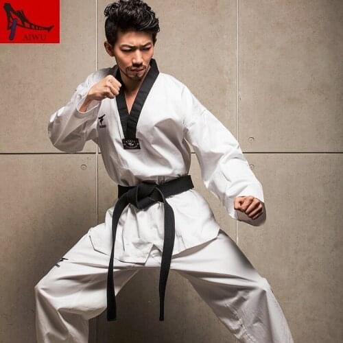 Martial Arts TKD Tae Kwon Do V-neck Adult & Children Taekwondo Clothes for Poomsae & Training,WTF Uniform,110-190cm